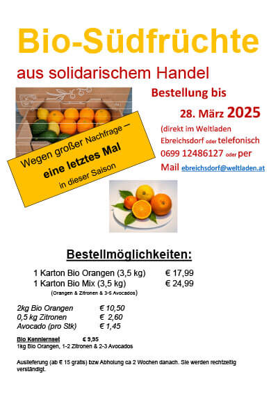 Südfrüchte – letzte Bestellung